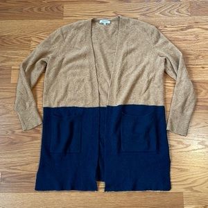 Madewell Kent Colorblock Cardigan in Tan and Navy  Blue Size XS